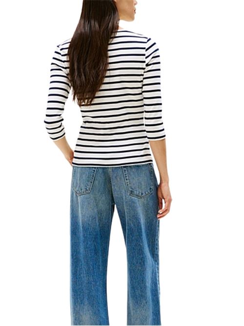 T-shirt slim a righe manica tre quarti Tommy Hilfiger | WW0WW4058903L